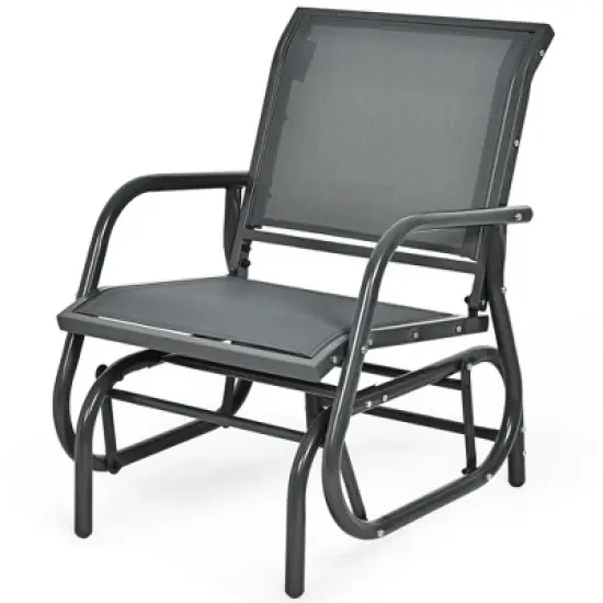 Costway 2PCS Patio Swing Glider Chair Single Rocking Chair Yard Outdoor Grey image {2}
