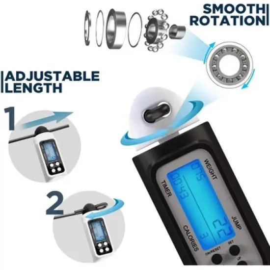 RDX Sports Skipping Rope Digital with Smart Calorie Counter, 10.3FT Adjustable Tangle Free PVC Coated Steel Speed Jump Cable, ABS Grip Handles image {6}