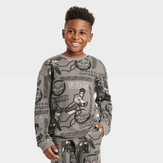 Boys' Marvel Black Panther Crewneck Fleece Sweatshirt - Dark Gray image {3}