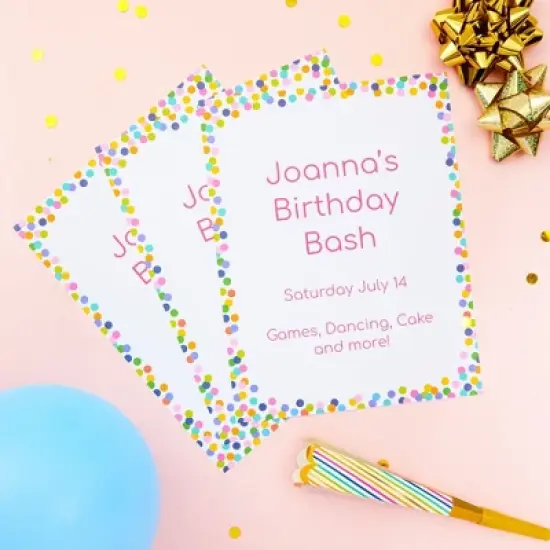 Pipilo Press 96 Sheets of Confetti Stationery Paper for Writing Letters, Invitations with Decorative Border, 8.5 x 11 In image {2}