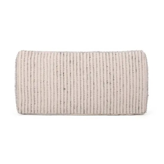 Gaddie Boho Rectangular Bean Bag Ottoman White/Gray/Black - Christopher Knight Home image {3}