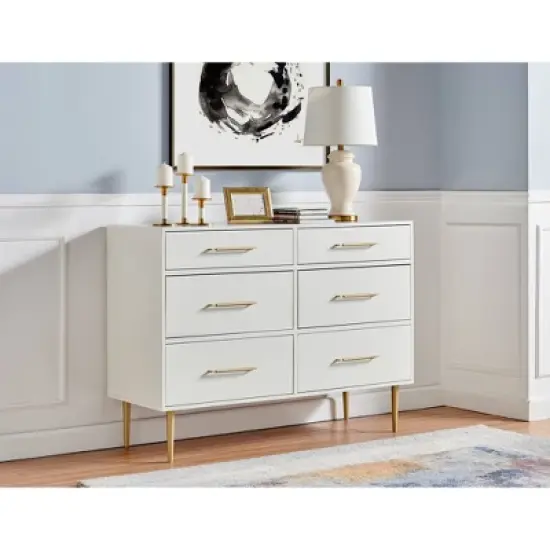 Gloria 6 Drawer Dresser White - Linon image {4}