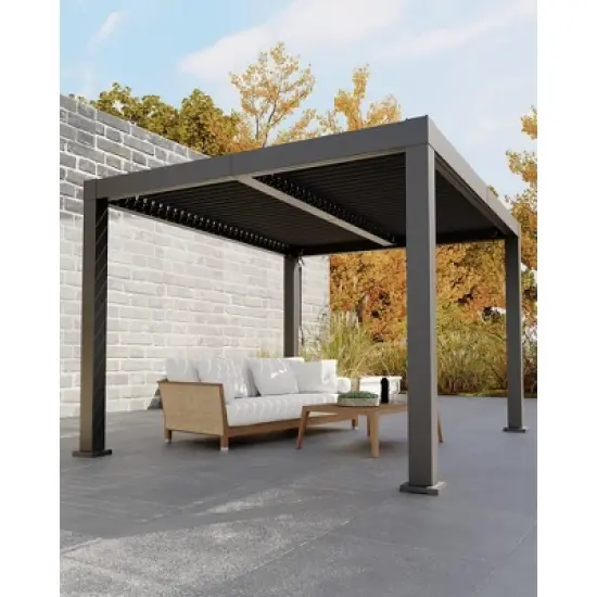 ODK All-Aluminum Louvered Pergola, Outdoor Pergola with Adjustable Louvered Roof, Reinforced Aluminum Frame, Hardtop Gazebo for Patio, Deck image {7}