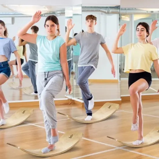 Costway Wooden Wobble Balance Board Kids Adult 15.5'' wider Rocker Board Toy 660LBS image {1}