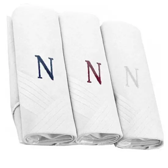 Men's Cotton Monogrammed Handkerchiefs Initial Letter Hanky image {38}