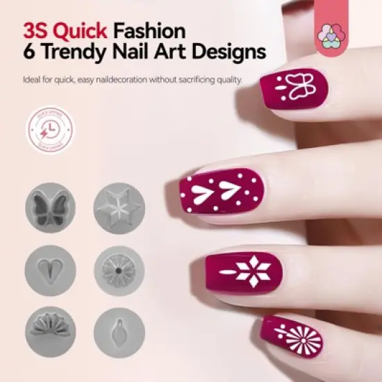 Saviland Pro Stamp Pen System: 3-Sec Cure French & Floral Tips w/5-Pattern Micro-Engraved Heads - Salon Artistry Essentials. image {3}