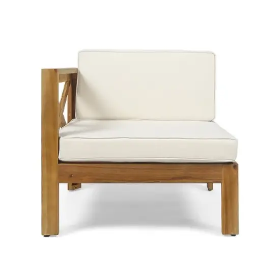 GDFStudio Allaire Acacia Wood 3 Seater Sectional Sofa Set with Ottoman image {11}