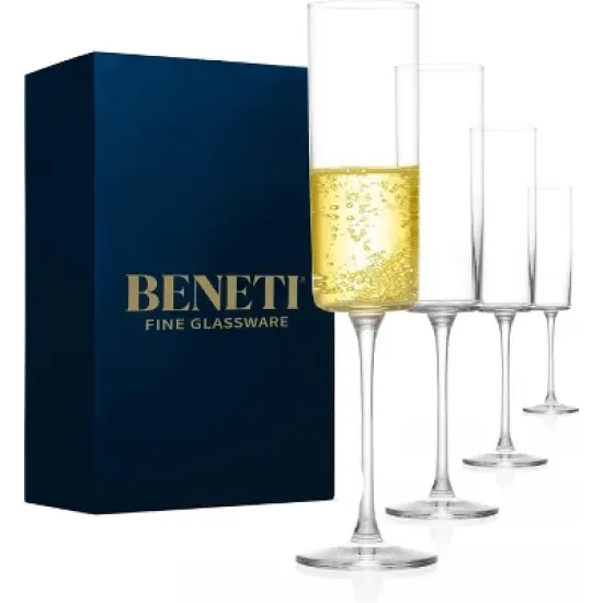 BENETI Square Champagne Glass Set of 4, 6 oz, Gift Ready, Dishwasher-Safe image {7}