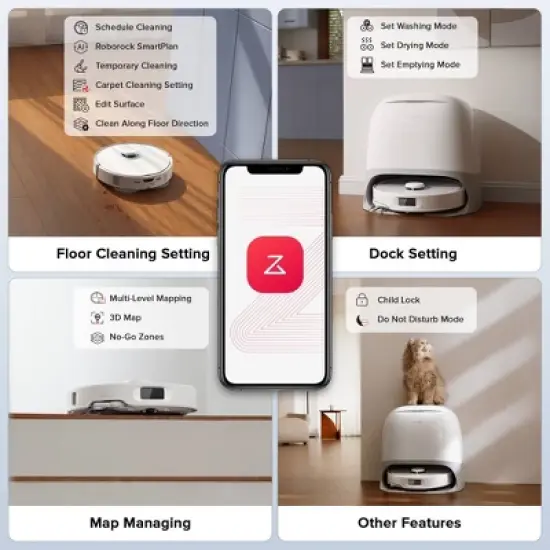 Roborock Qrevo Curv 5A1 Robot Vacuum and Mop with Zero-Tangling Design, FlexiArm Tech & Hands-Free Dock, Auto Mop Lifting, Pet Friendly image {13}