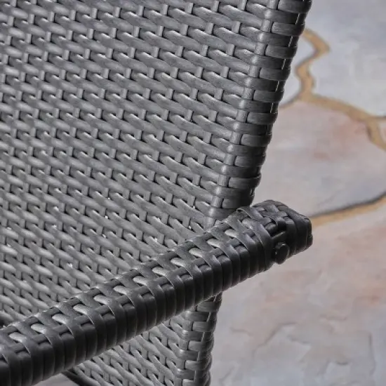 Arezzo 3pc Wood & Wicker Bistro Set - Gray/Gray - Christopher Knight Home image {4}