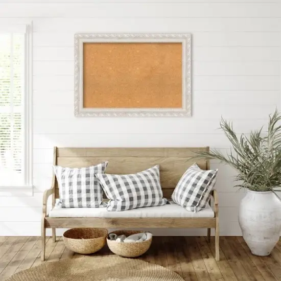 42"x30" Opera Wood Frame Natural Cork Board Off-White - Amanti Art: Wall Mount, Bulletin Board, Custom Framed image {4}