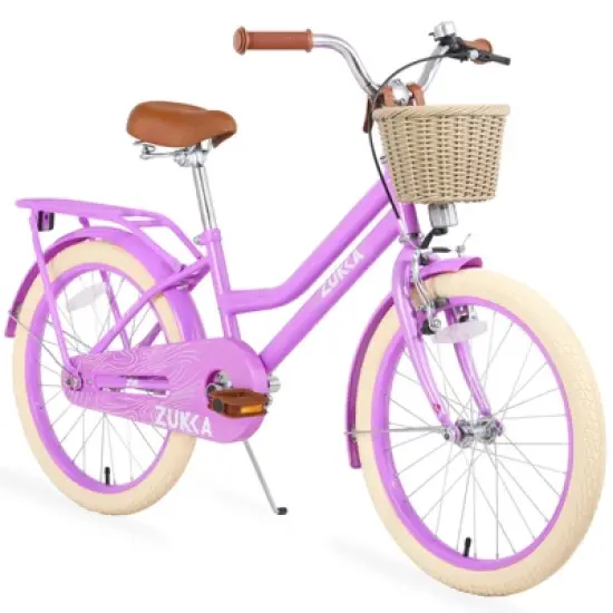 Aukfa Girls Bicycle with Basket, Bracket and Suspension Fork, Double Disc Brake Steel Frame Girls Bicycle, Suitable for Girls Aged 7-10 image {10}
