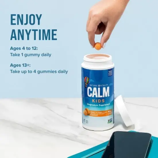 Natural Calm Kids' Vegan Gummies - Sweet Citrus - 60ct image {8}