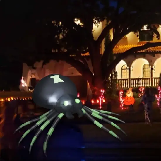 Tangkula Halloween Decoration 6FT Inflatable Blow-Up Spider With LED Lights Outdoor Yard image {3}