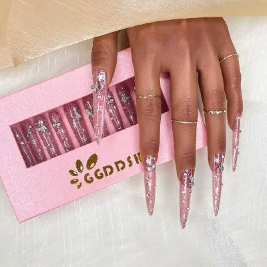 Vynxaria Pink Versatile Press-On Nails for Any Outfit Size M image {6}