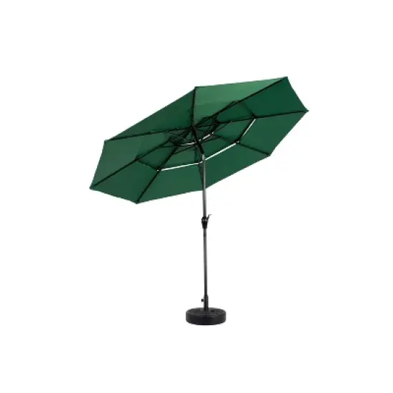 DOMETOUR 9ft 3 Tier Auto-tilt Umbrella ,Outdoor Patio Umbrella - Market Table Pool Deck Umbrella (Base Not Included)   -  ( Dark green ) image {2}