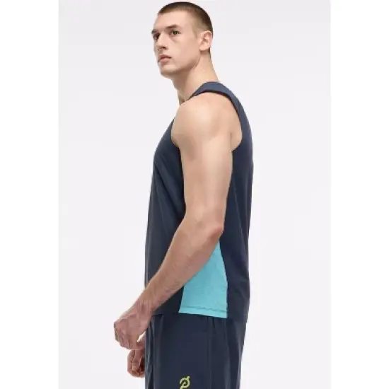 Peloton Men's Grid Jacquard Colorblock Tank, Blue Nights image {1}