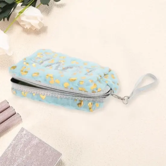 Unique Bargains Women's Portable Leopard Sequin LOVE Makeup Bag 1 Pc image {2}