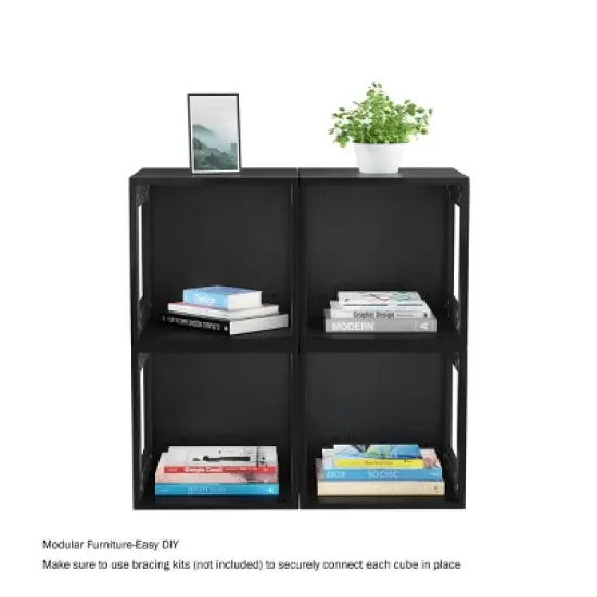Hastings Home End Table, Stackable Modular Cube with Open Sides, Black image {6}