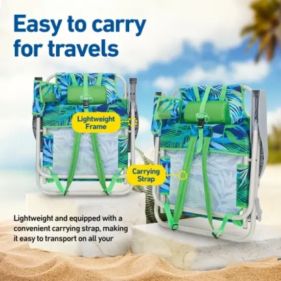 Banana Boat 2-Pack Lightweight Backpack 5-Position with Lay Flat Folding Beach Chair &ndash; with FREE Thermal Drink Sleeve for Cold Drinks image {4}