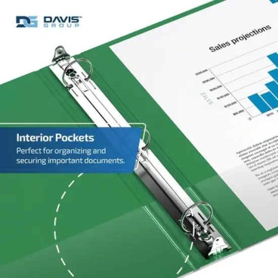Premium Economy 2"Round Ring Binder 6pk Green: Davis Group, Polypropylene, 400 Sheet Capacity, Hard Cover, 2 Pockets image {5}