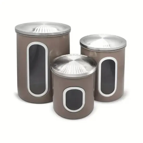 Fortune Candy 3 PCS Stainless Steel Canister Set with Anti-Fingerprint Lids & Visible Windows, Multipurpose Food Storage for Kitchen or Travel image {10}