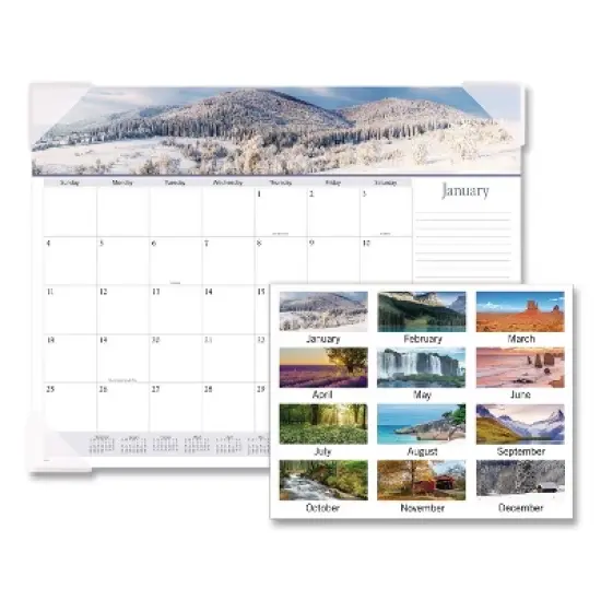 Landscape Panoramic Desk Pad, Landscapes Photography, 22 x 17, White Sheets, Clear Corners, 12-Month (Jan to Dec): 2026 image {1}