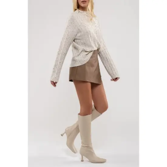 August Sky Women's Mock Neck Speckled Pullover Sweater image {2}