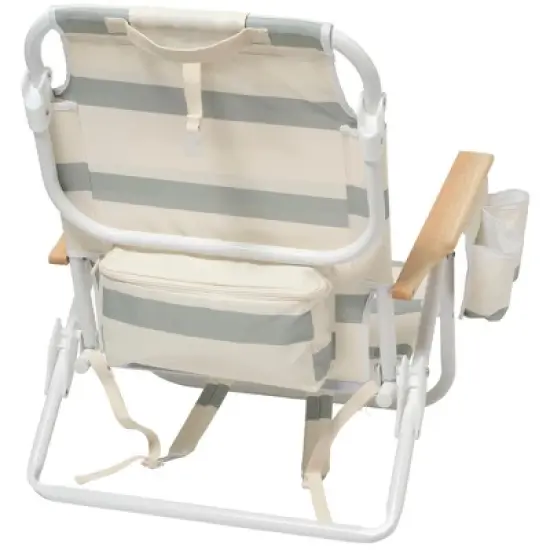 Sunnylife Deluxe Beach Chair - La Palma Sage Stripe - Adjustable, Cooler Bag image {3}