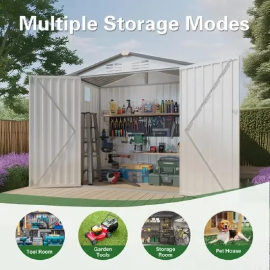 MOEPISY 6ft X 3.5ft Metal Storage Shed, Tool Shed With Peaked Roof Waterproof With Clear Window image {4}