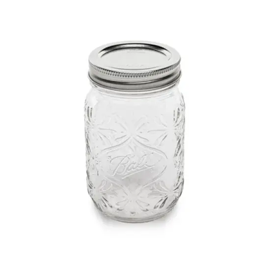 Ball 4pk 16oz Pint 140th Anniversary Regular Mouth Mason Jar: Glass Canning Jars, Dishwasher-Safe, Clear image {6}