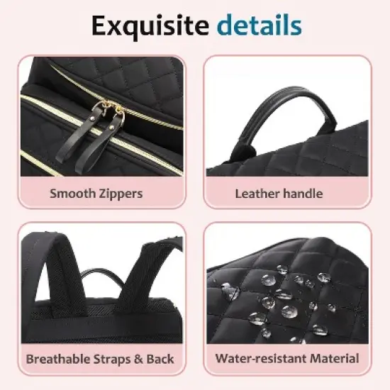 Itopfox Large Capacity Water-Resistant Diaper Backpack with Insulated Pockets, Stroller Buckle, Anti-Theft Design, Green Nylon image {2}