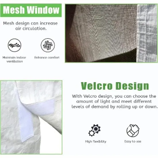 DOMETOUR 12'x14' Universal Gazebo Cover with Sidewalls & Mesh Windows, Waterproof All-Season Enclosure, White image {4}