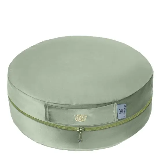 Florensi Adjustable Round Meditation Cushion, Removable & Washable Velvet Cover, Buckwheat Fill image {5}