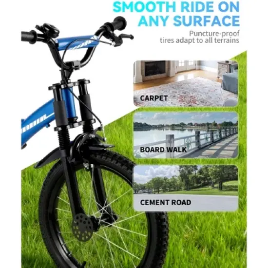 SKONYON Kids Bike 16 Inch or 18 Inch with Training Wheels for Ages 4-9 Adjustable Seat Dual Brake Shock Absorption Lightweight Bicycle for Children image {6}