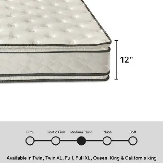 Continental Sleep, 12-Inch Medium Firm Pillow Top Heavier Pocket Coil Spring Hybrid Mattress image {4}
