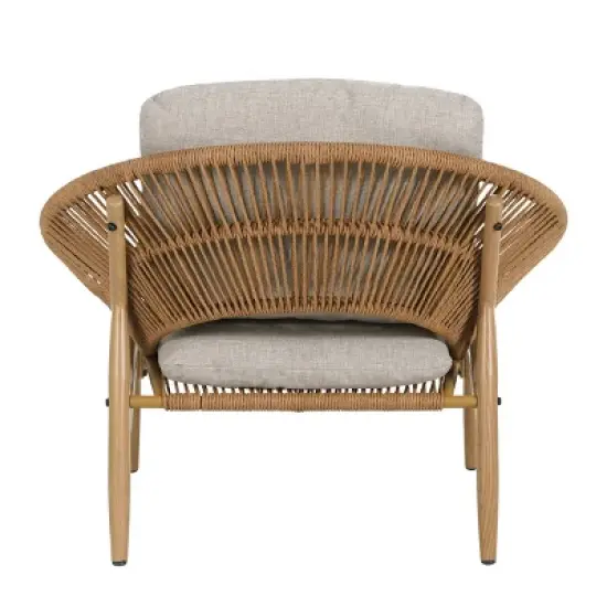 Outdoor Wicker Papasan Lounge Chair,UV Resistant Outdoor Lounge Chair with Cushion,Rattan Lounge Chair for Patio or Garden-Cuddlewood image {4}