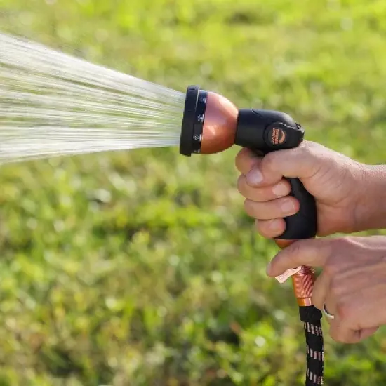 As Seen on TV 50' Pocket Hose Copper Bullet Thumb Spray Nozzle Black Expandable Hose image {1}