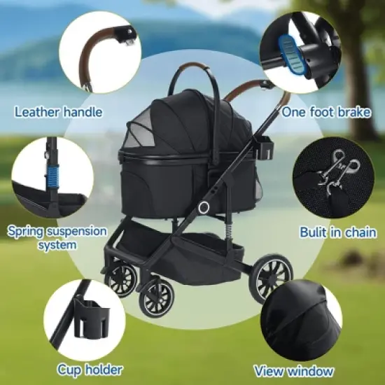 Kinder King 3-in-1 Pet Stroller for Dog, Folding Cat and Dog Stroller with Detachable Cradle image {3}