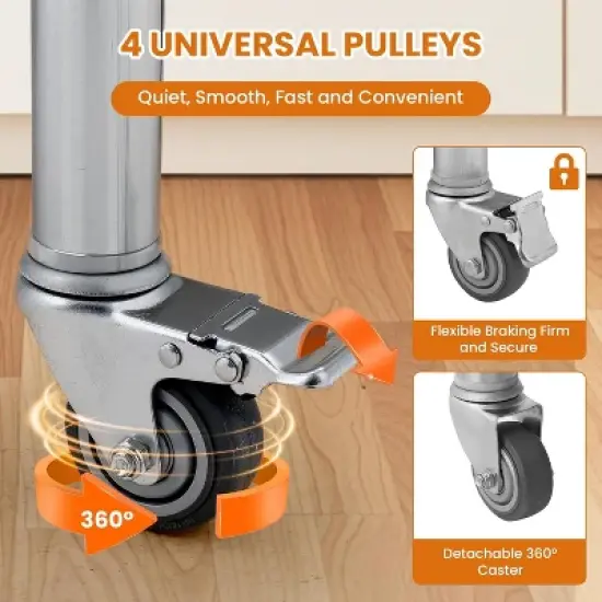 Heavy Duty Stainless Steel Work Table, Adjustable Height Utility Table for Home, Garage, and Restaurant Use image {4}