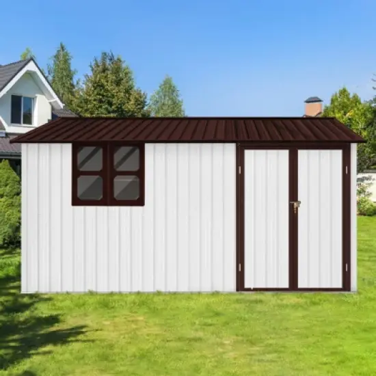 NicBex 10x12 Ft Metal Outdoor Storage Shed with Lockable Doors and Windows for Backyard,Garden,Patio image {5}