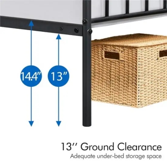 Yaheetech Metal Platform Bed Frame with Spindle Headboard and Footboard image {7}