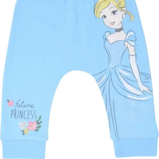 Disney Princess Belle Aurora Cinderella Baby Girls 3 Pack Pants Newborn to Infant image {5}