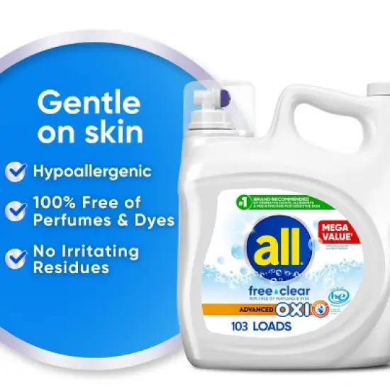 All Advanced Oxi Free Clear Liquid Laundry Detergent image {3}