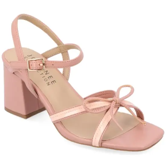 Journee Collection Womens Issmia Two Tone Covered Block Heel Multi Strap Sandals image {10}