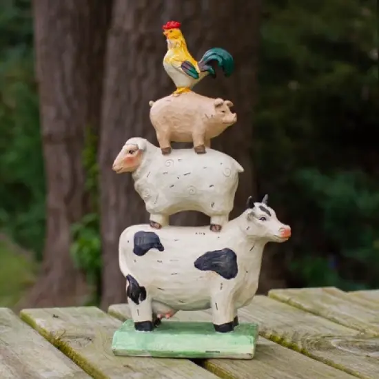 Northlight 11.5" Stacked Polyresin Farm Animals Outdoor Garden Statue image {1}