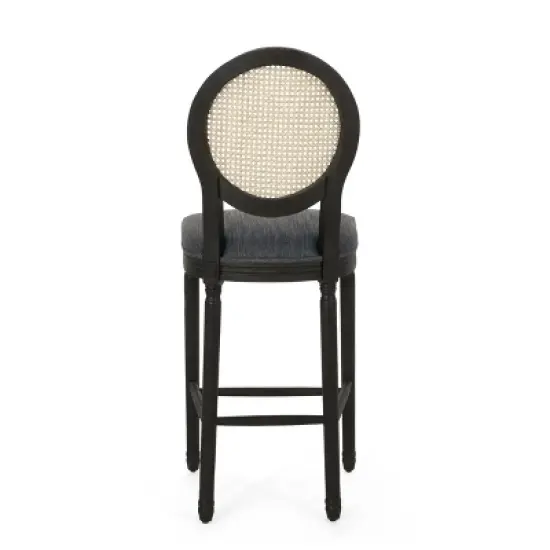 2pc Govan French Country Wooden Counter Height Barstools with Upholstered Seating Charcoal/Black - Christopher Knight Home image {6}