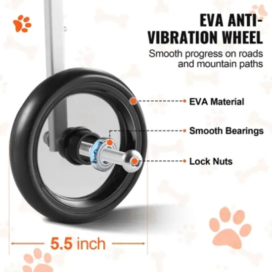 VEVOR 2 Wheels Dog Wheelchair for Back Legs, Pet Wheelchair Lightweight & Adjustable Assisting in Healing,  Dog Cart/Wheelchair (XS) image {6}