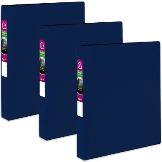 Avery Durable 3 Ring Binder, 1 Inch Slant Rings, 3 Blue Binders (27251) image {7}