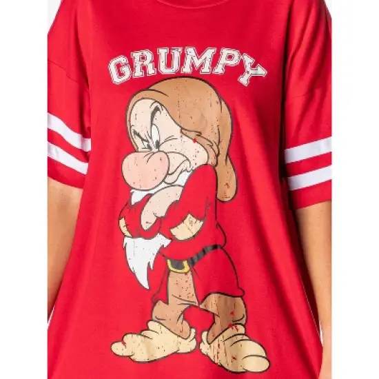Disney Womens' Grumpy Snow White And The Seven Dwarfs Nightgown Pajama Red image {2}